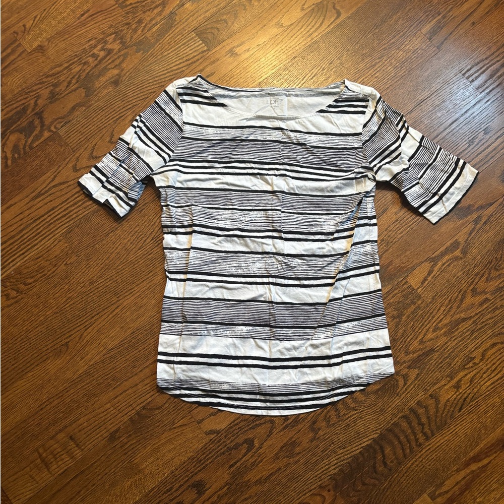 Loft Striped Black and White Women's Top